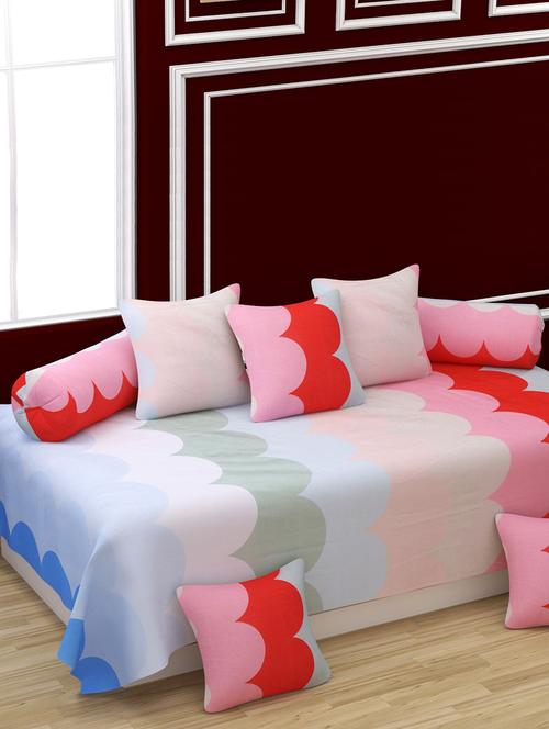 1 cotton single bedsheet with 5 cushion covers and 2 boosters - 16849978 - Very Small Image - 1