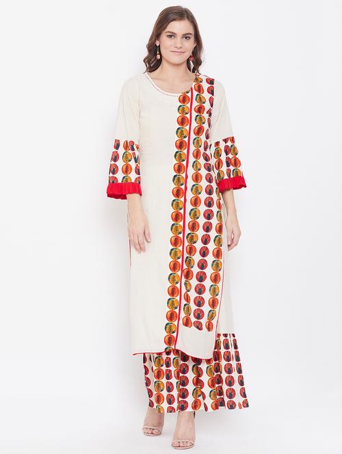printed kurta palazzo set - 16851584 - Very Small Image - 1