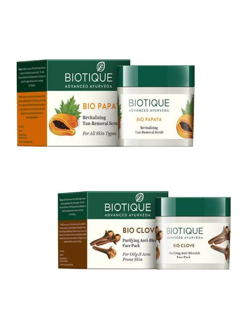 biotique papaya tan removal scrub 50gm with clove face pack 50gm - 16852615 - Very Small Image - 1