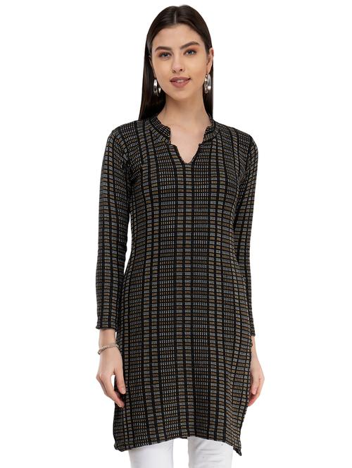 checkered straight woolen kurta - 16853629 - Very Small Image - 1