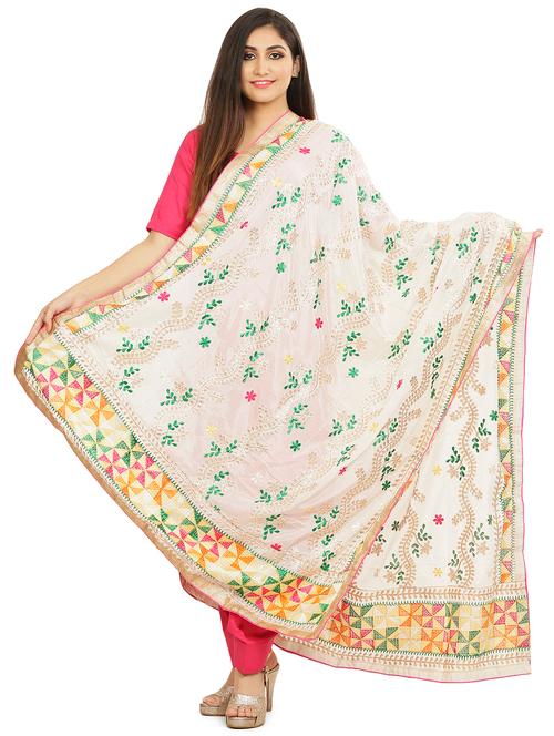 bordered phulkari dupatta - 16855966 - Very Small Image - 1