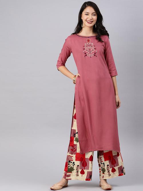 embroidered kurta palazzo set - 16856234 - Very Small Image - 1