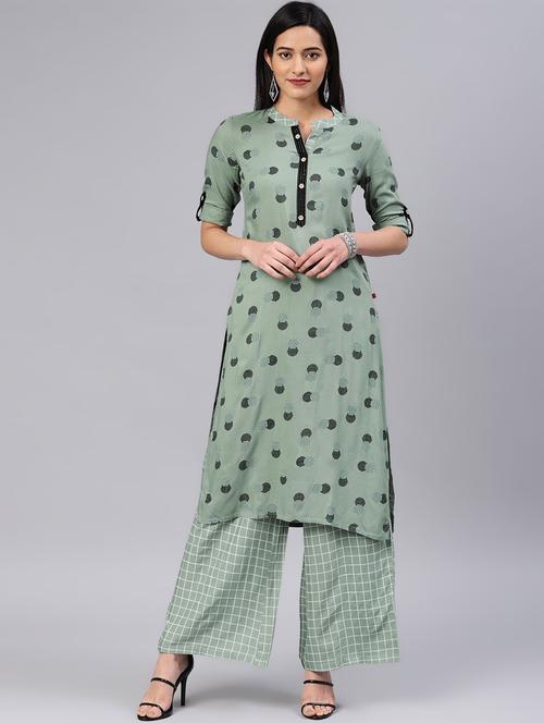 geometric print kurta palazzo set - 16856254 - Very Small Image - 1