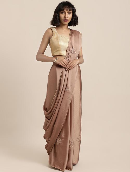 tonal embroidered saree with blouse - 16856984 - Very Small Image - 1