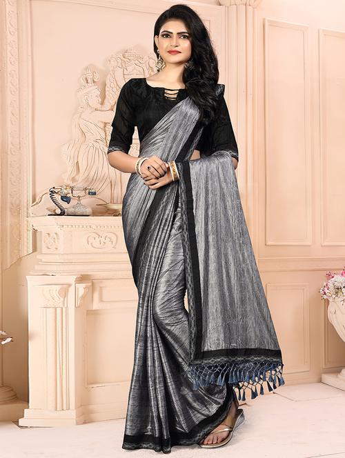 foil printed saree with blouse - 16857769 - Very Small Image - 1