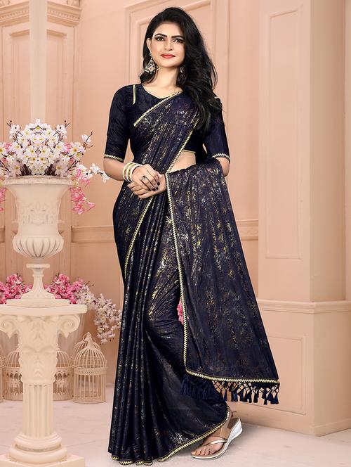 foil printed saree with blouse - 16857772 - Very Small Image - 1