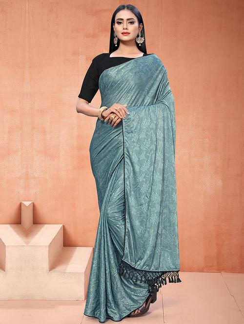 floral printed saree with blouse - 16857776 - Very Small Image - 1