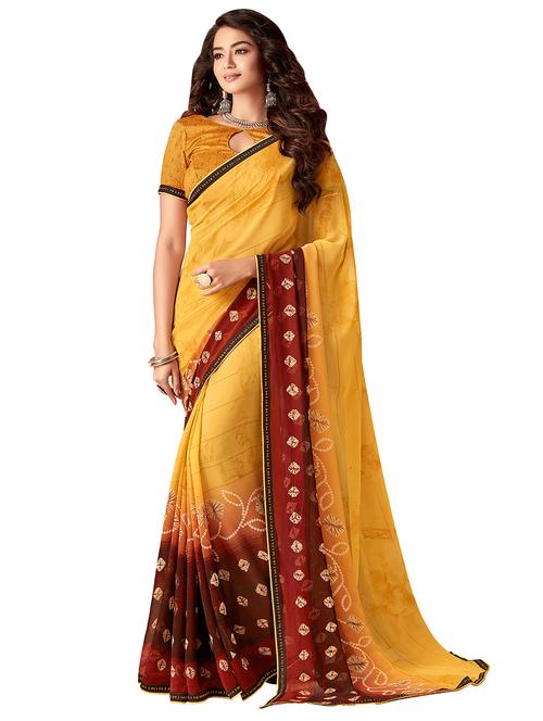 bandhani printed saree with blouse - 16858102 - Very Small Image - 1
