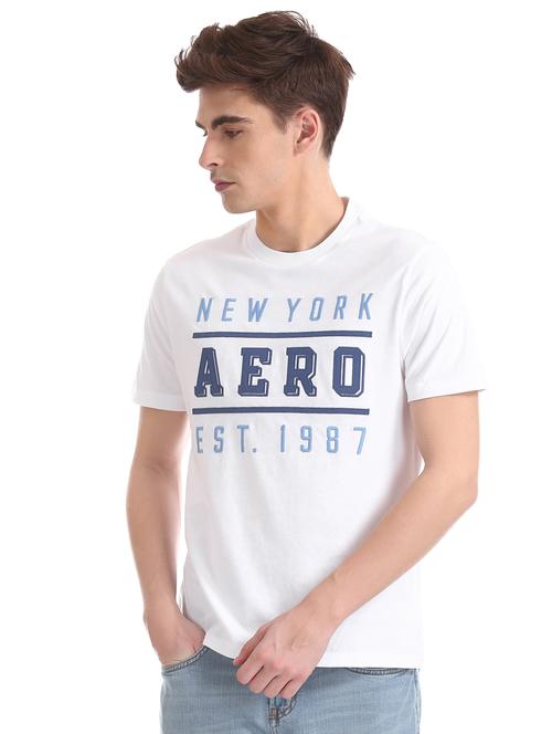 white typographic chest printed t-shirt - 16858423 - Very Small Image - 1