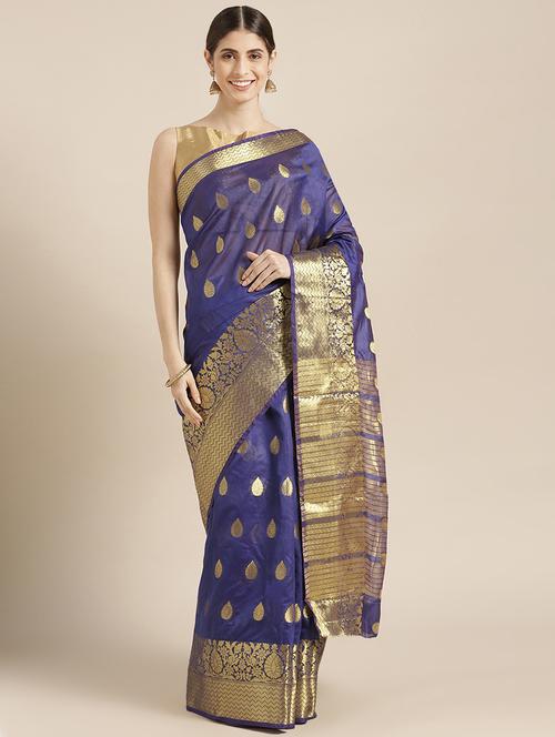 ethnic motif kanjivaram saree with blouse - 16859698 - Very Small Image - 1