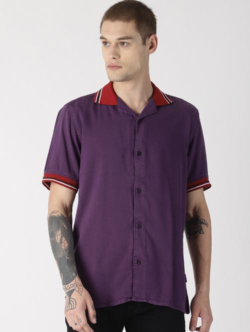 purple solid casual shirt - 16862016 - Very Small Image - 1