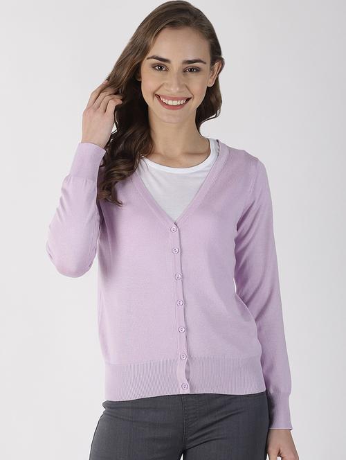v-neck solid cardigan - 16862047 - Very Small Image - 1