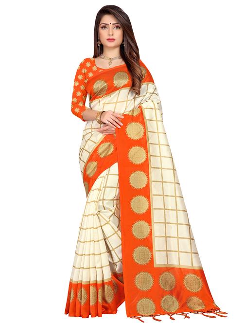 checkered mysore silk saree with blouse - 16864431 - Very Small Image - 1