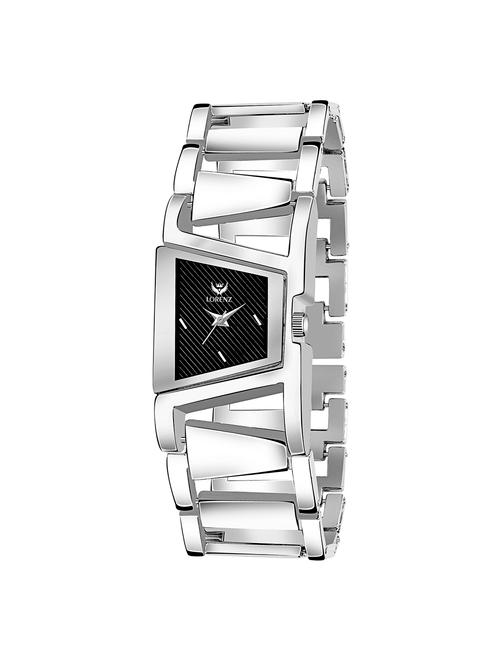lorenz analogue black dial silver chain bracelet watch for women | watch for girls- as-74a - 16864969 - Very Small Image - 1
