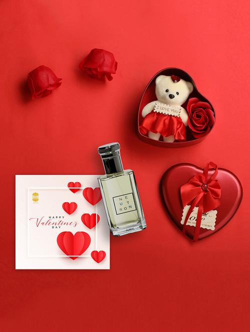 ajmal valentine combo gift set of neutron edp 100ml perfume for men with heart shaped box and greeting card - 16866202 - Very Small Image - 1