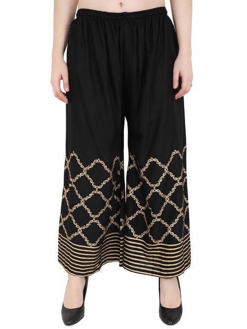 gold print flared palazzo - 16866678 - Very Small Image - 1