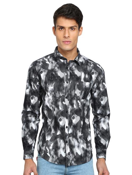 black camouflage print casual shirt - 16868913 - Very Small Image - 1