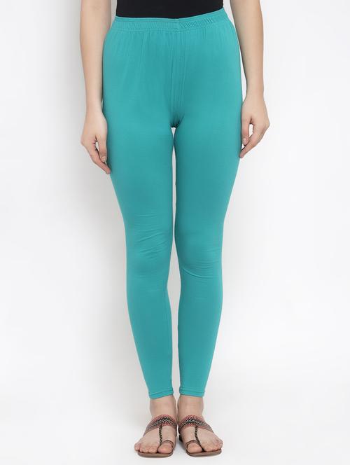 Blue Solid Ankle Length Legging - 16869421 - Very Small Image - 1