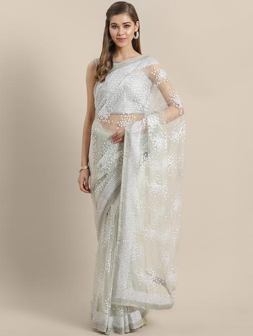 pastel plain saree with blouse - 16869499 - Very Small Image - 1