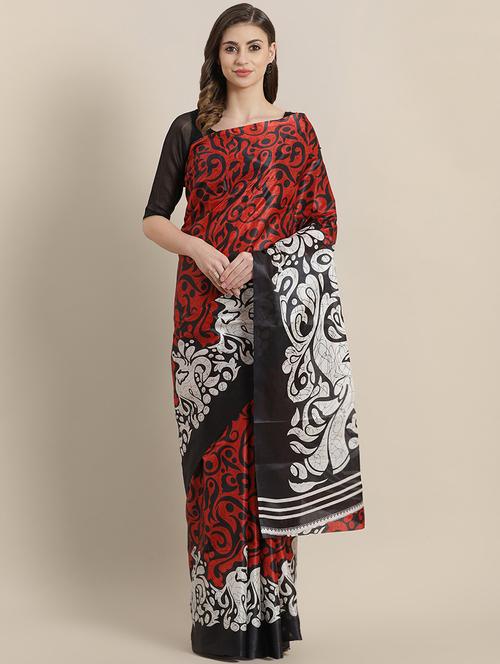 printed tussar saree with blouse - 16869510 - Very Small Image - 1