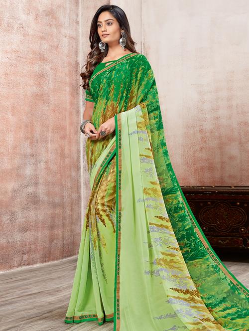 abstract printed saree with blouse - 16870203 - Very Small Image - 1