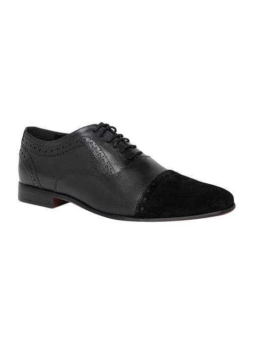 black leatherette lace-up oxfords - 16872138 - Very Small Image - 1