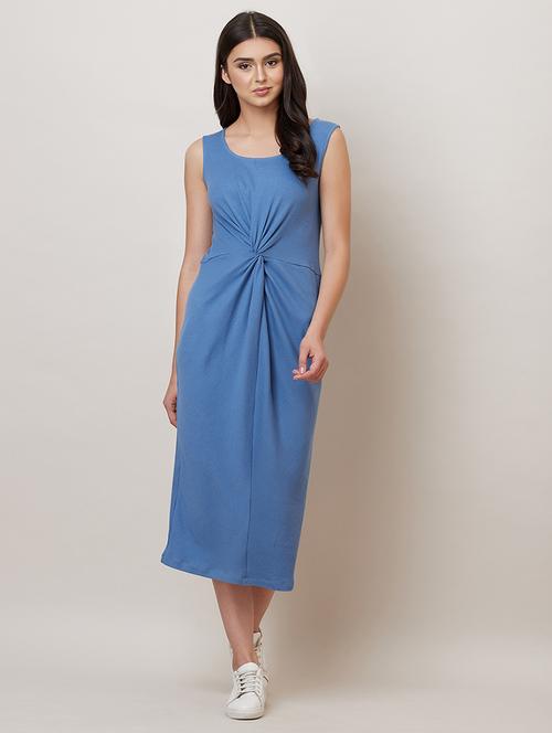 round neck twist front sheath dress - 16872798 - Very Small Image - 1