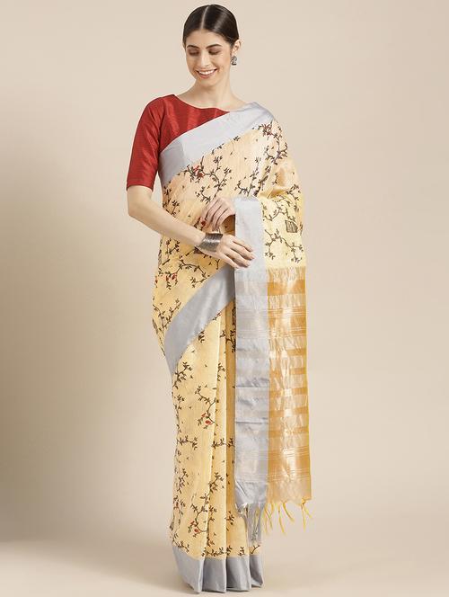 floral kanjivaram saree with blouse - 16873339 - Very Small Image - 1