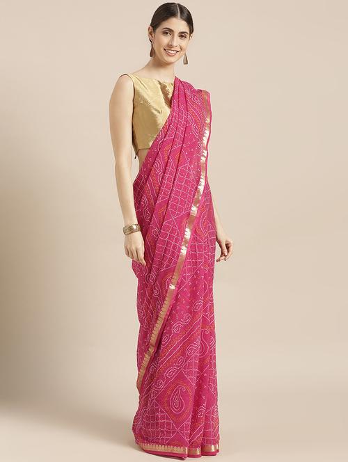 bandhani printed saree with blouse - 16876969 - Very Small Image - 1