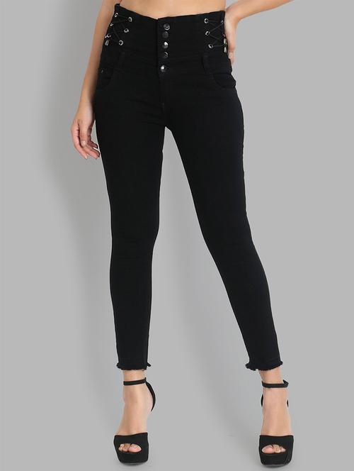 high rise frayed hem jeans  - 16878875 - Very Small Image - 1