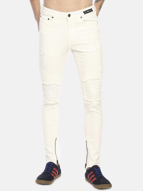 white solid biker denims jeans - 16879887 - Very Small Image - 1