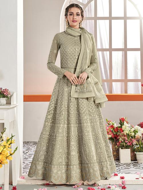 embroidered semi-stitched suit - 16880654 - Very Small Image - 1