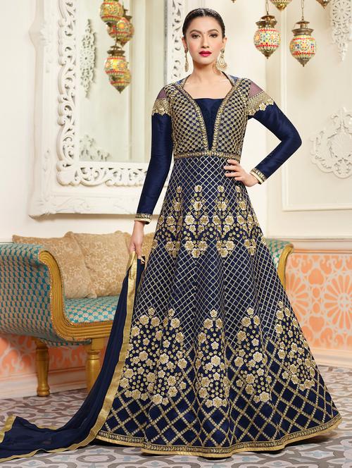 embroidered semi-stitched suit - 16880699 - Very Small Image - 1