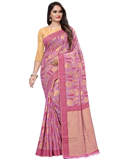 floral woven saree with blouse - 16881397 - Very Small Image - 1