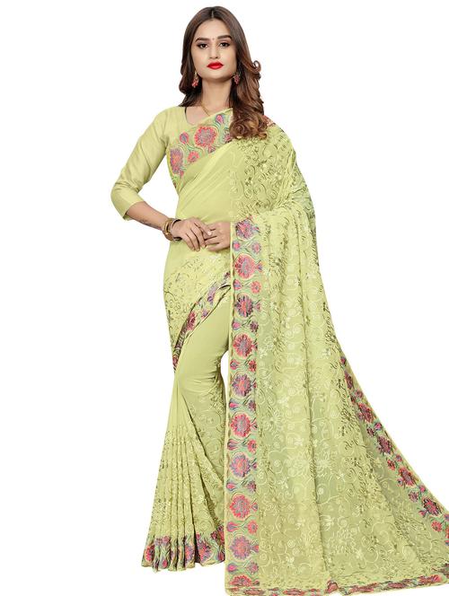 self design embroidered saree - 16882055 - Very Small Image - 1
