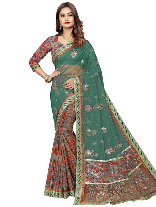 embroidered half & half saree - 16882056 - Very Small Image - 1