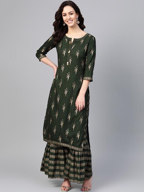 printed kurta palazzo set - 16883456 - Very Small Image - 1