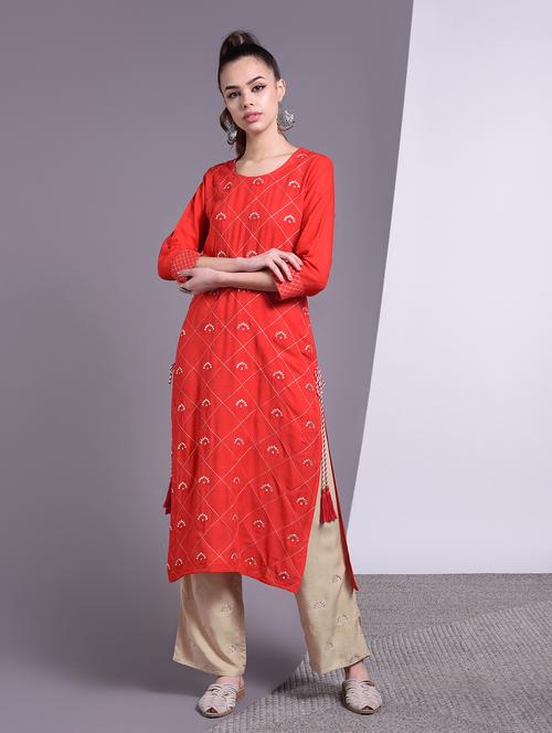 embroidered straight kurta - 16883731 - Very Small Image - 1