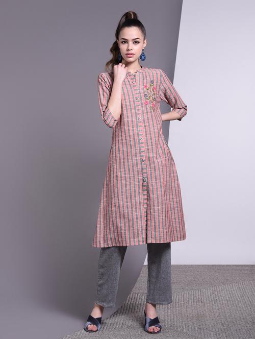 striped a-line kurta - 16883743 - Very Small Image - 1