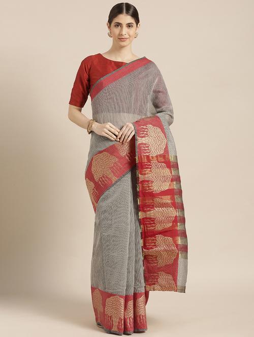 women's self design grey colored saree - 16884700 - Very Small Image - 1