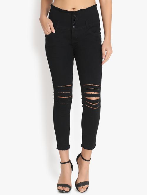 high rise ripped jeans  - 16884891 - Very Small Image - 1