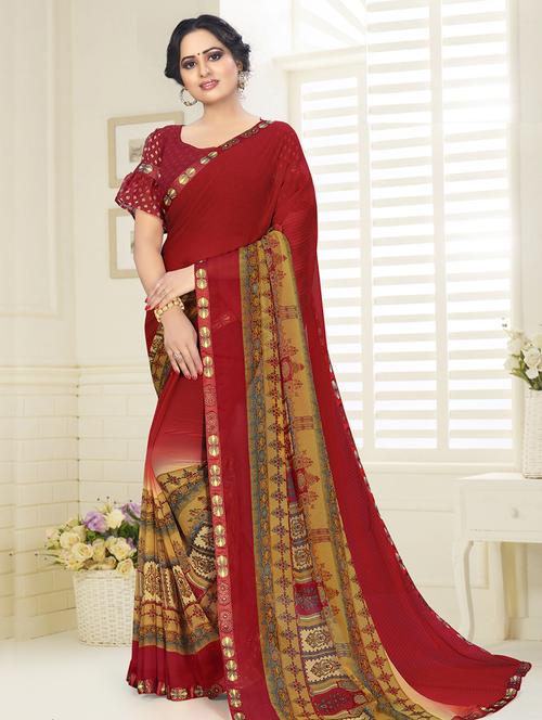 floral printed saree with blouse - 16887468 - Very Small Image - 1