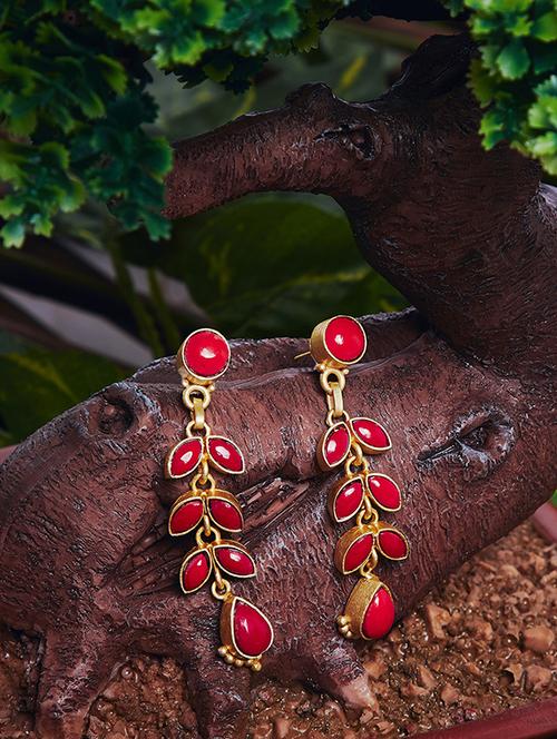red metal drop earring - 16889058 - Very Small Image - 1