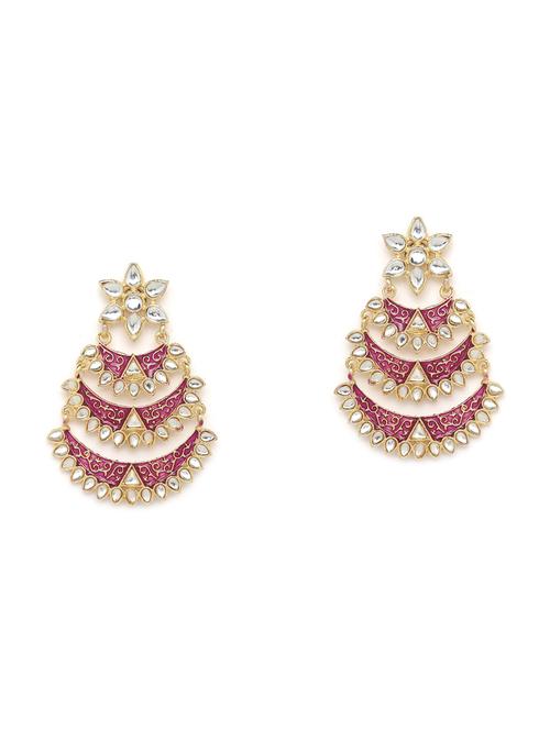 pink brass chandballi earring - 16889077 - Very Small Image - 1