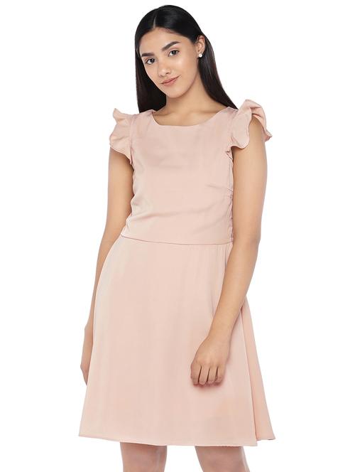 round neck solid a-line dress dress - 16889863 - Very Small Image - 1