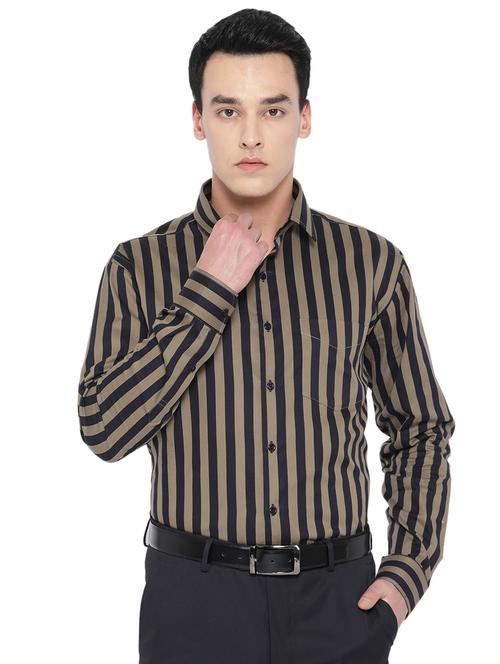olive green striped formal shirt - 16890022 - Very Small Image - 1