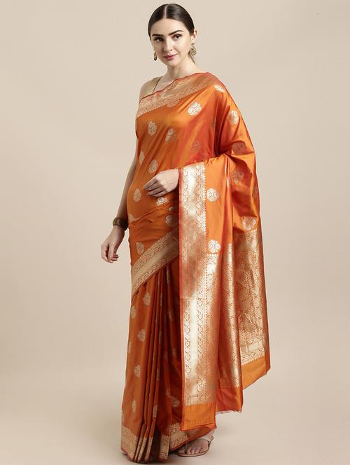 ethnic motif banarasi saree with blouse - 16891385 - Very Small Image - 1
