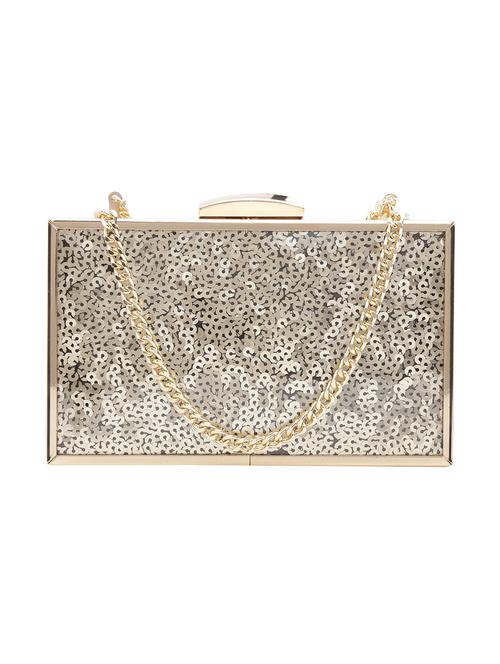 gold leatherette (pu) box clutch - 16891512 - Very Small Image - 1