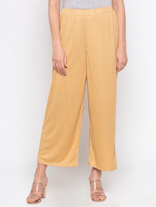 beige solid straight palazzo - 16891894 - Very Small Image - 1