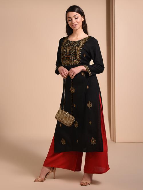 embroidered kurta palazzo set - 16891981 - Very Small Image - 1